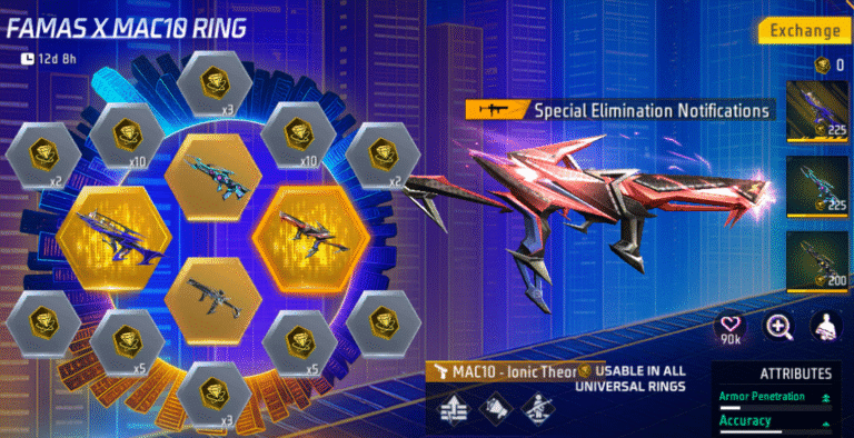Famas and Mac 10 Universal Ring Event in Free Fire Max
